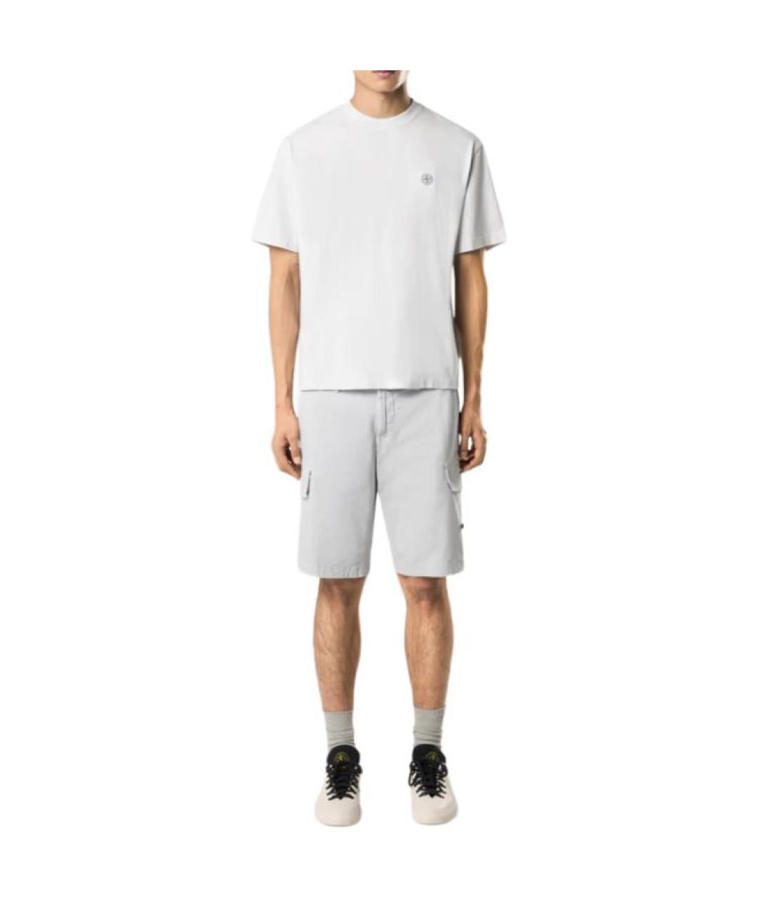 STONE ISLAND Белая хлопковая футболка, фото 2