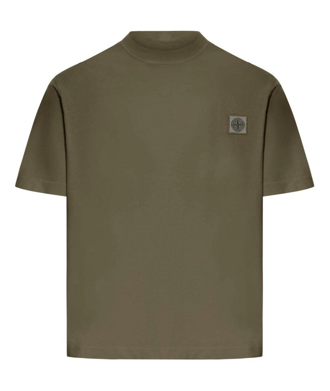 STONE ISLAND Хаки хлопковая футболка, фото 1