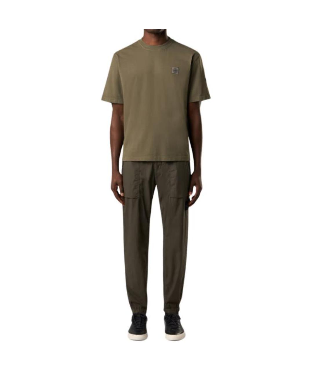 STONE ISLAND Хаки хлопковая футболка, фото 3