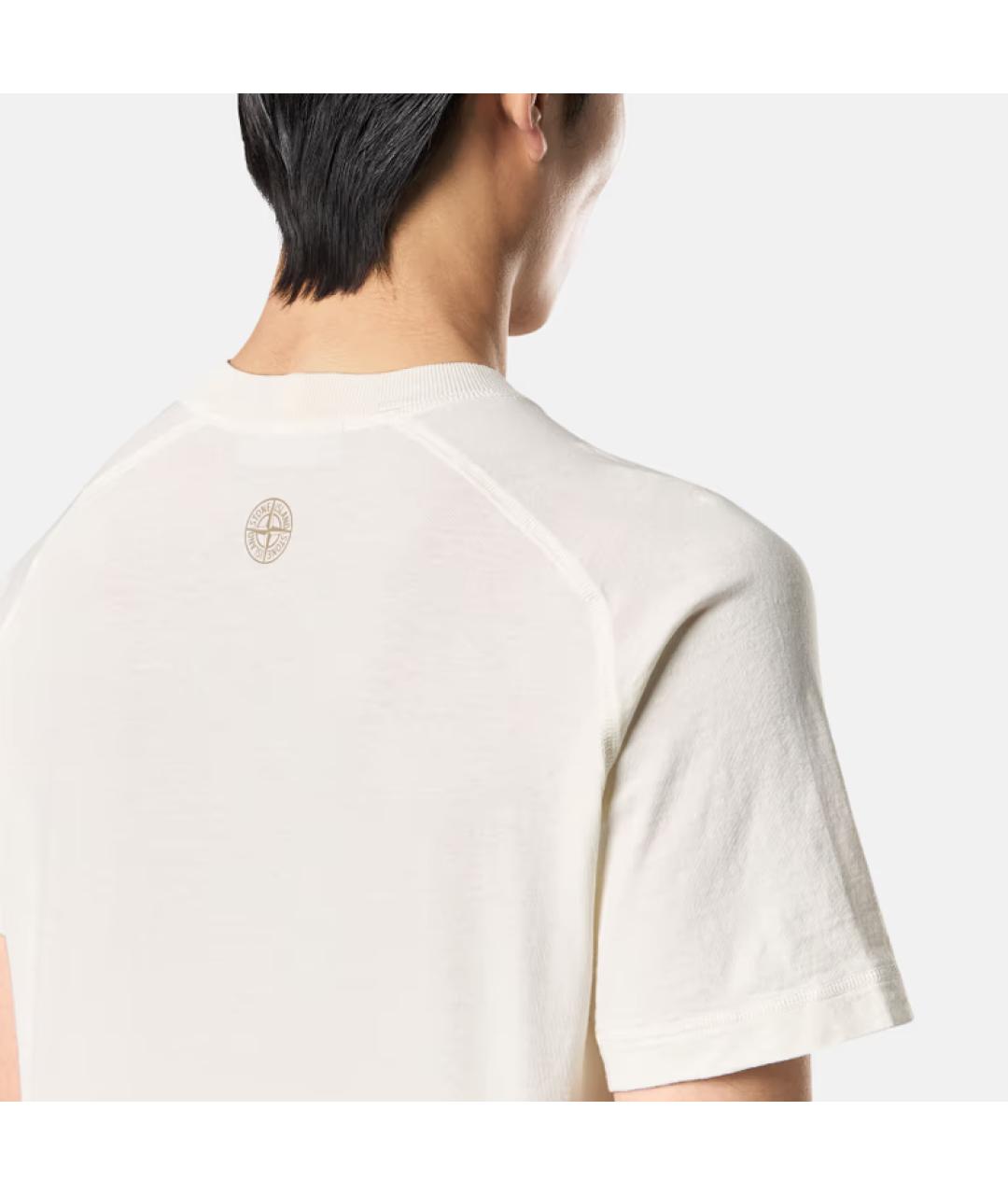 STONE ISLAND Белая хлопковая футболка, фото 6