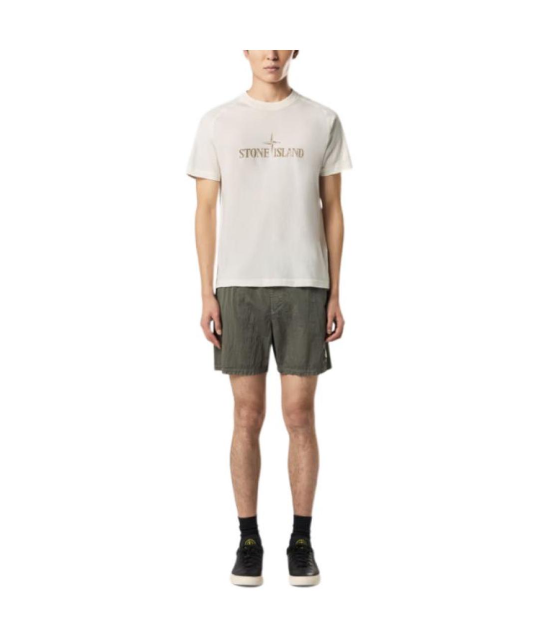 STONE ISLAND Белая хлопковая футболка, фото 3