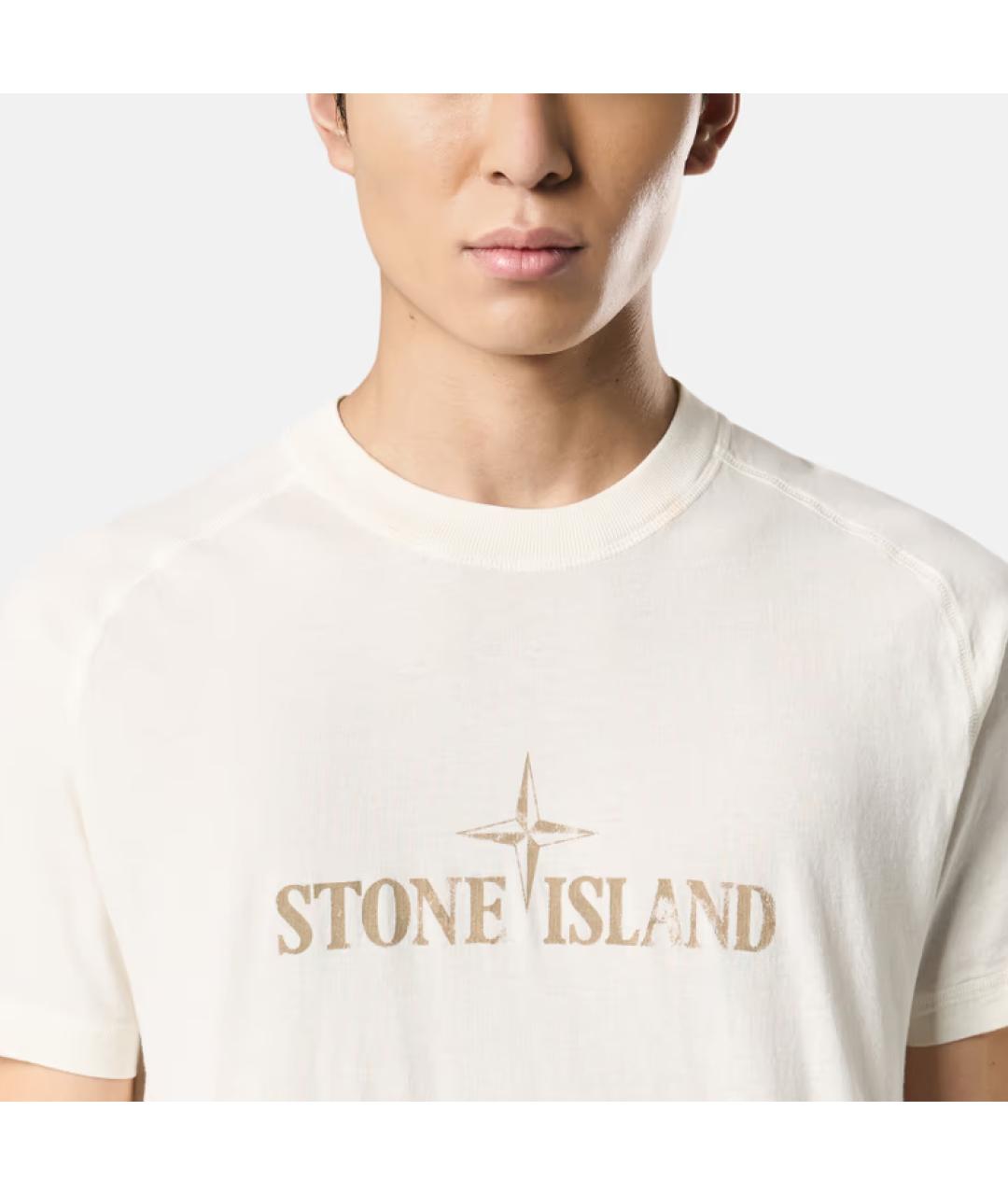 STONE ISLAND Белая хлопковая футболка, фото 5
