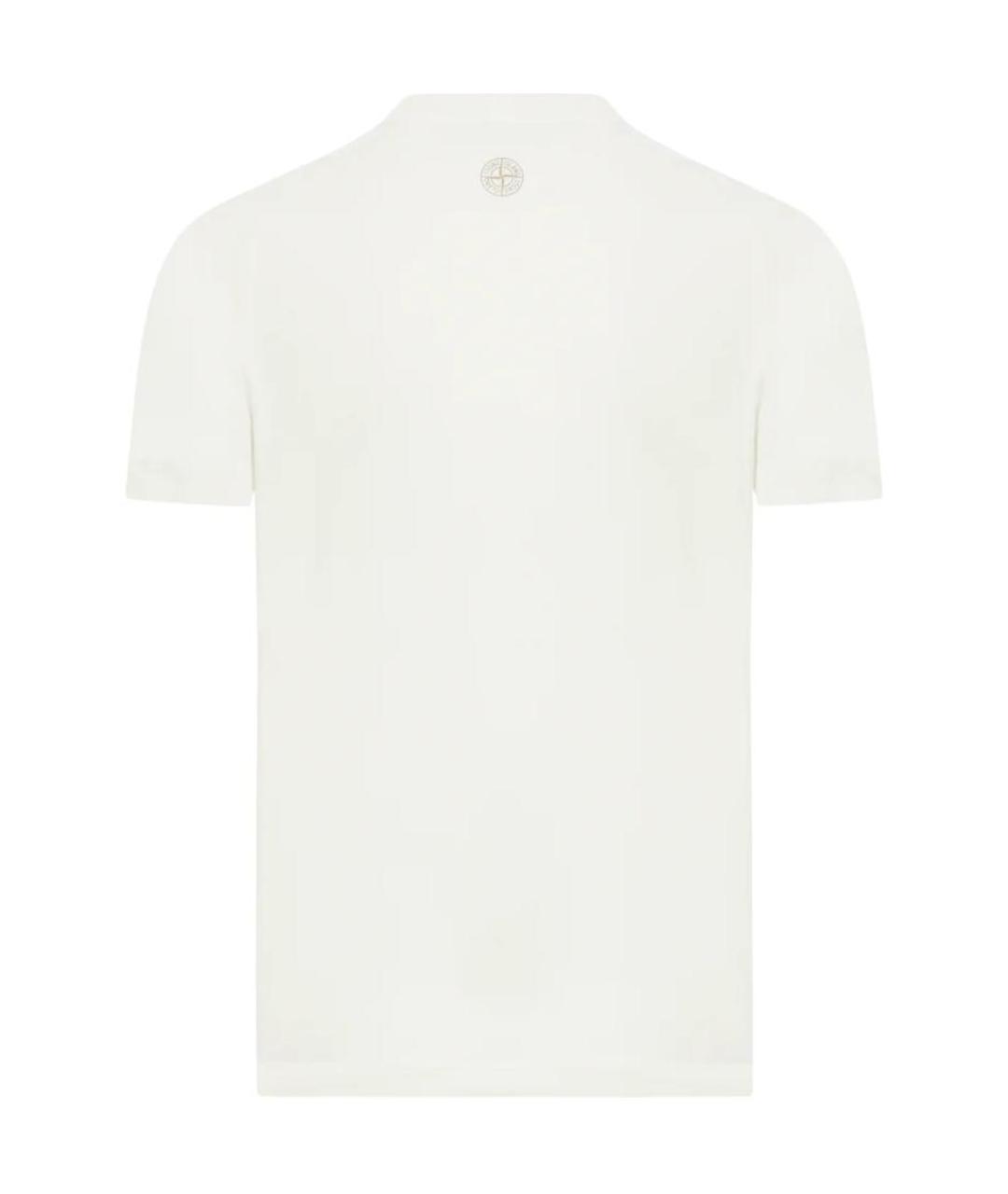 STONE ISLAND Белая хлопковая футболка, фото 2