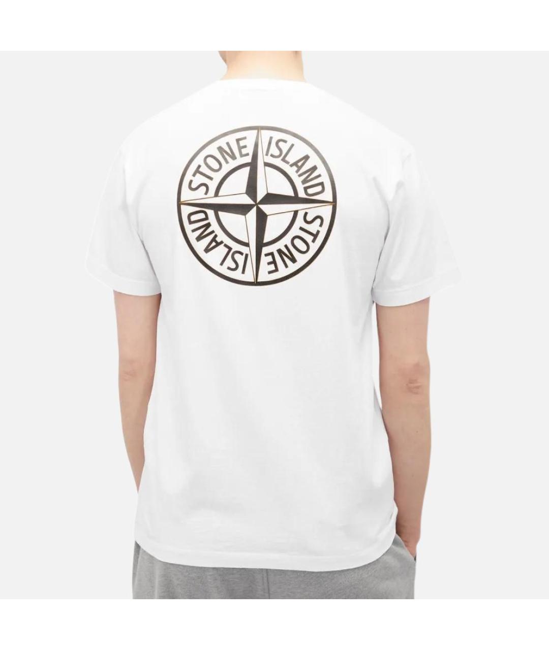STONE ISLAND Белая хлопковая футболка, фото 4