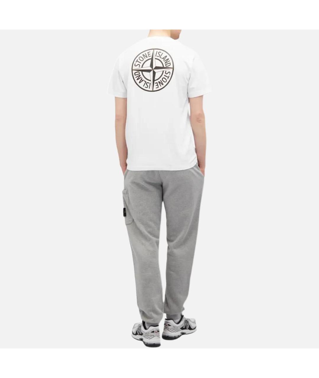 STONE ISLAND Белая хлопковая футболка, фото 3