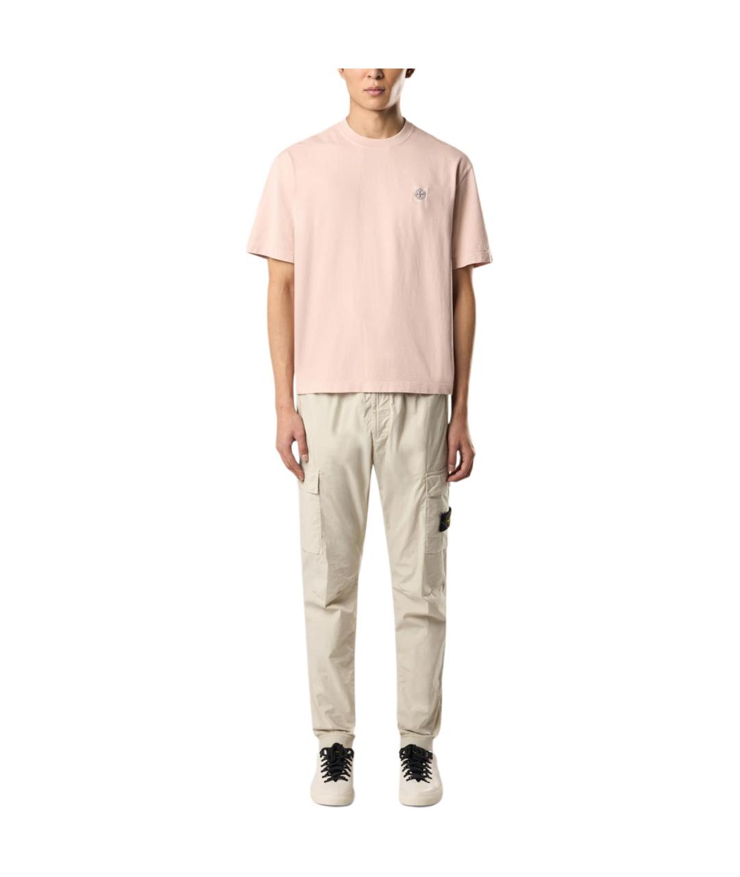 STONE ISLAND Розовая хлопковая футболка, фото 2