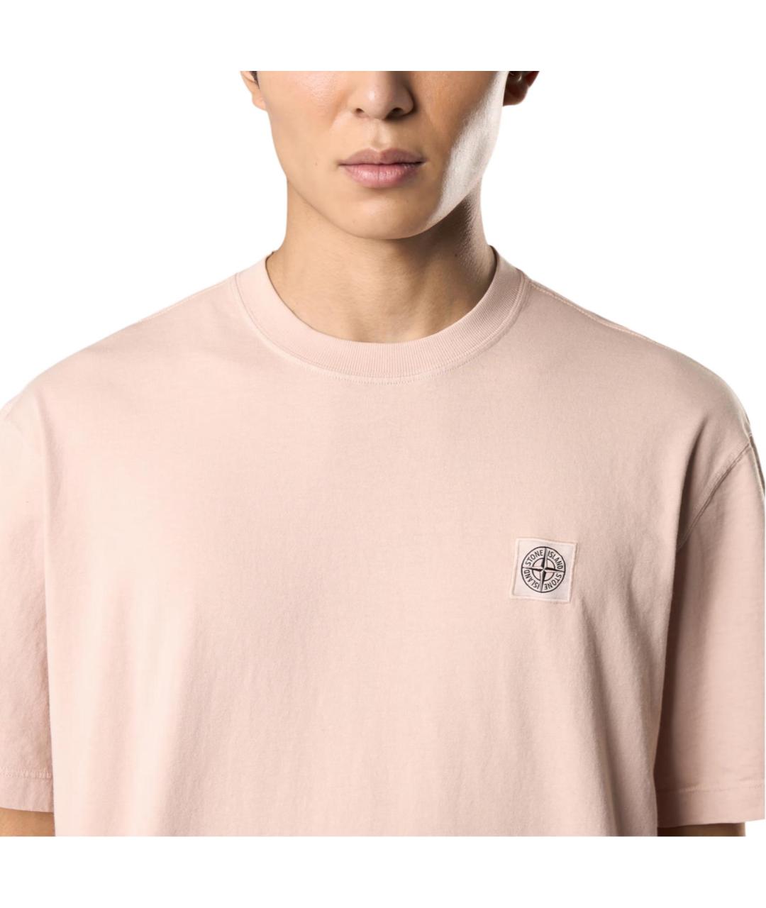 STONE ISLAND Розовая хлопковая футболка, фото 4