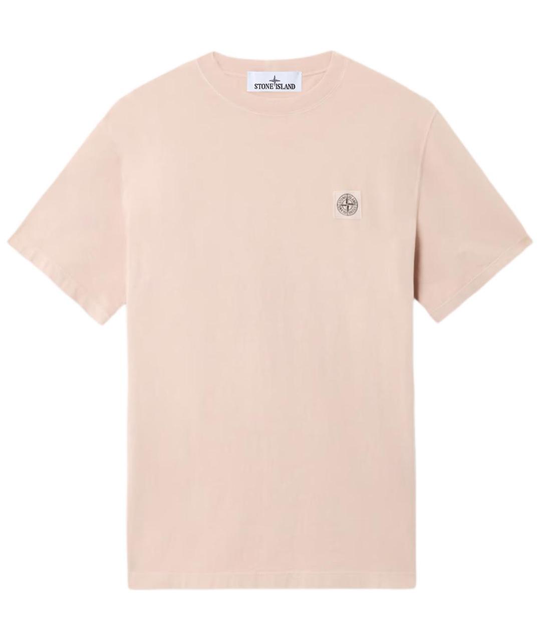 STONE ISLAND Розовая хлопковая футболка, фото 1