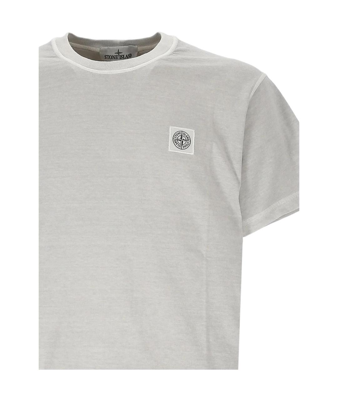 STONE ISLAND Серая хлопковая футболка, фото 3