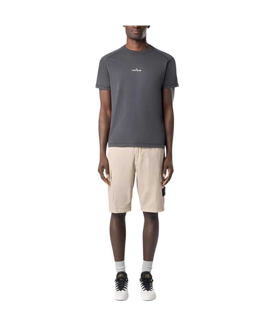 STONE ISLAND Серая хлопковая футболка, фото 4