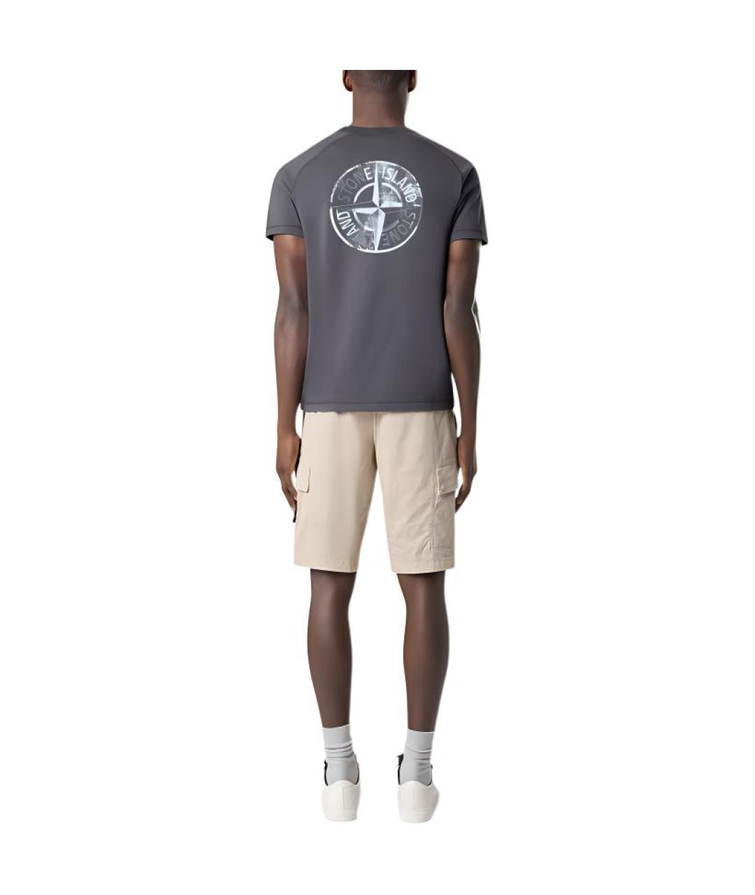 STONE ISLAND Серая хлопковая футболка, фото 3
