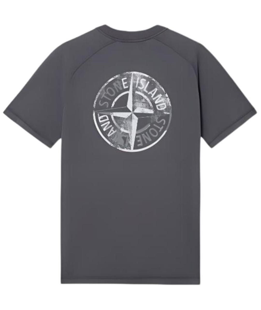 STONE ISLAND Серая хлопковая футболка, фото 2