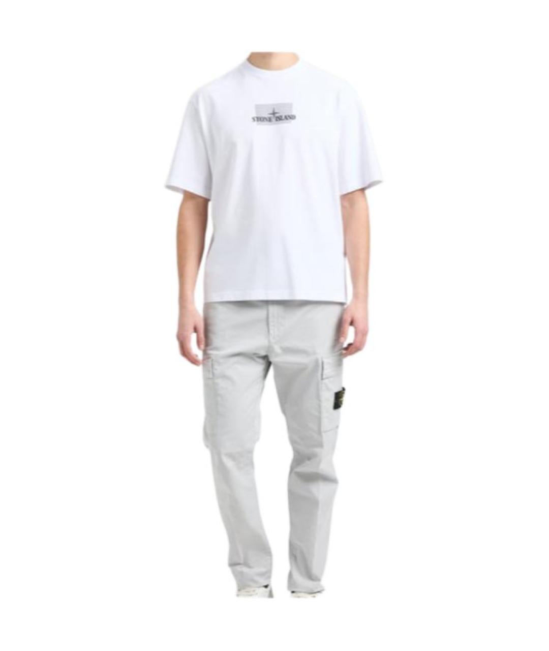 STONE ISLAND Белая хлопковая футболка, фото 3