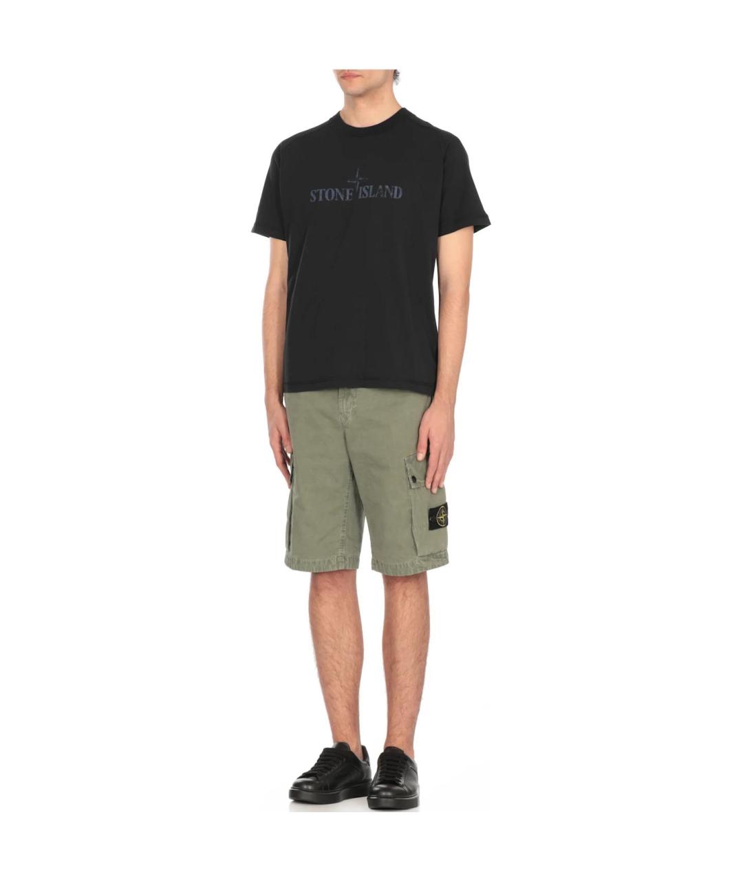 STONE ISLAND Темно-синяя хлопковая футболка, фото 3