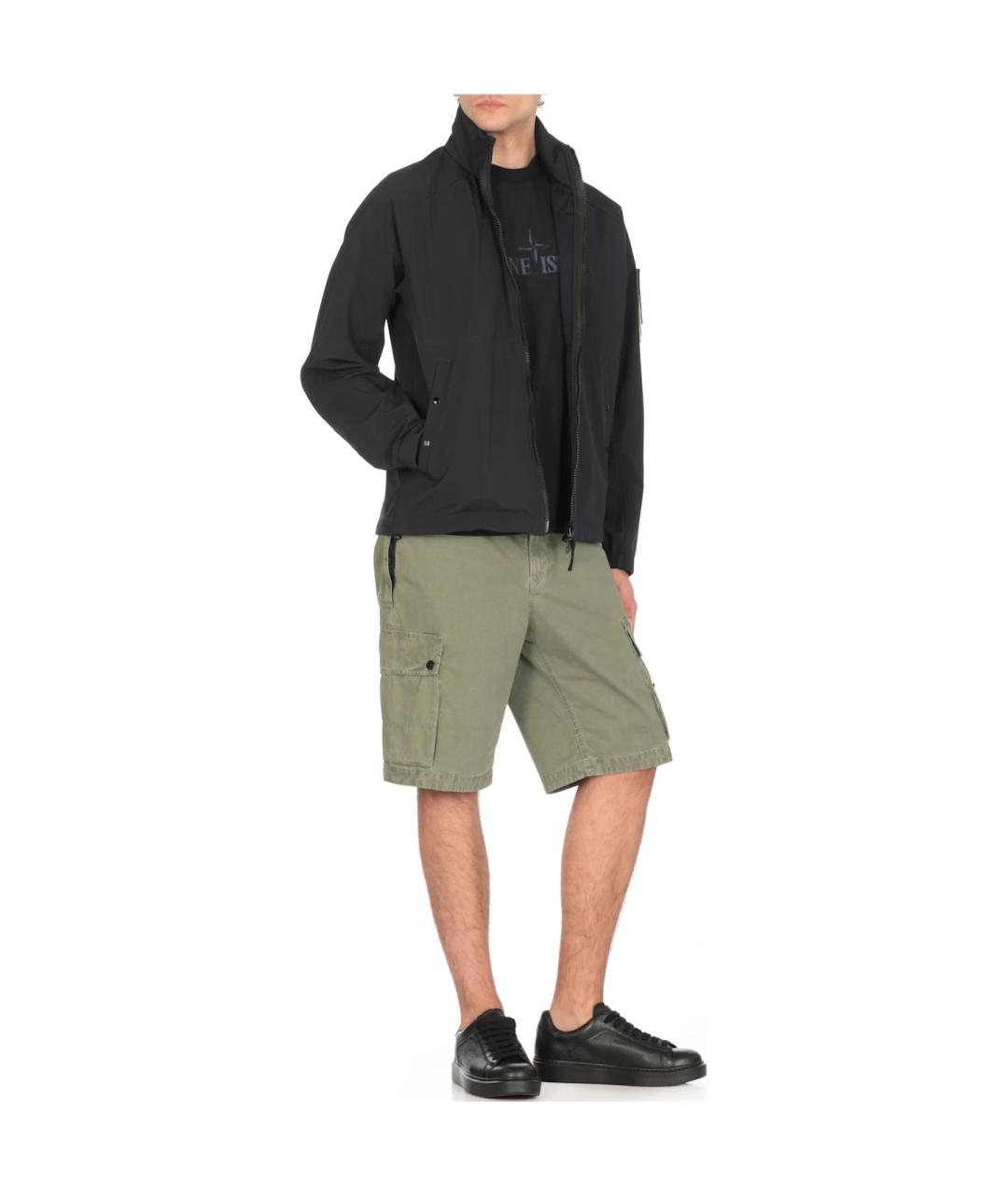 STONE ISLAND Темно-синяя хлопковая футболка, фото 2