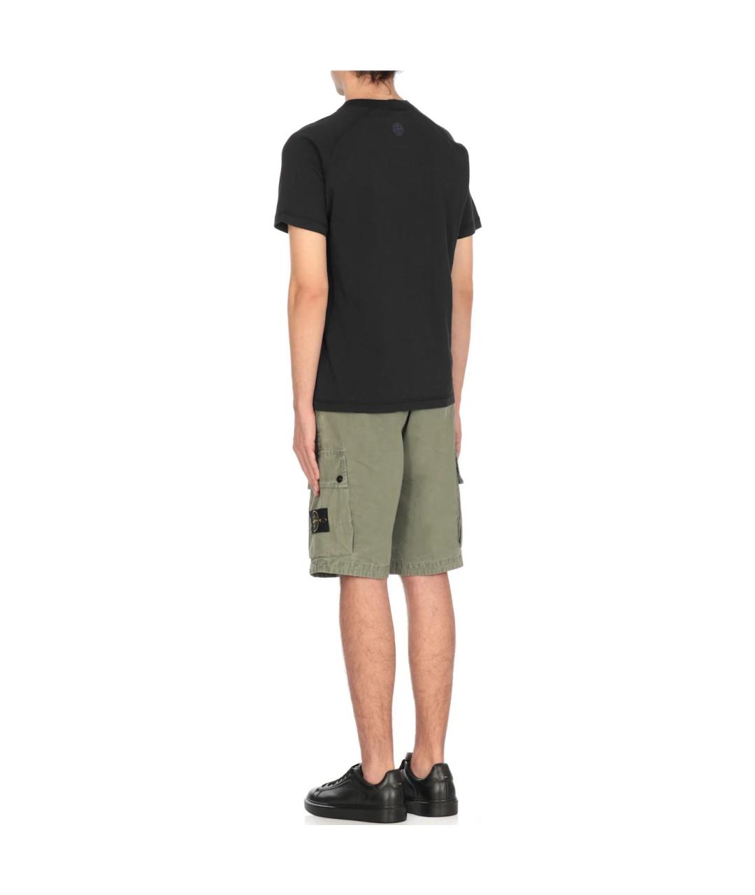 STONE ISLAND Темно-синяя хлопковая футболка, фото 4