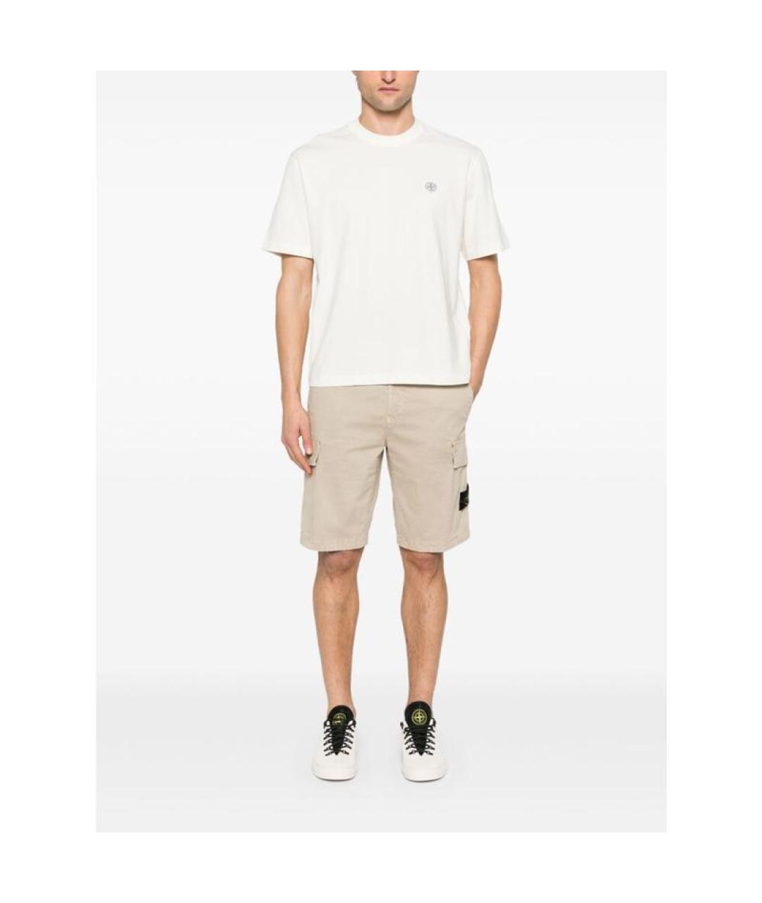 STONE ISLAND Белая хлопковая футболка, фото 2