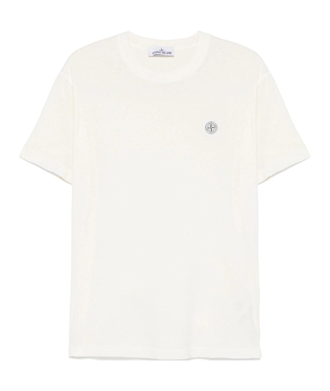 STONE ISLAND Белая хлопковая футболка, фото 1
