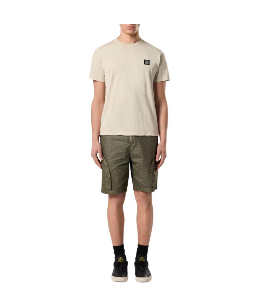 STONE ISLAND Бежевая хлопковая футболка, фото 3