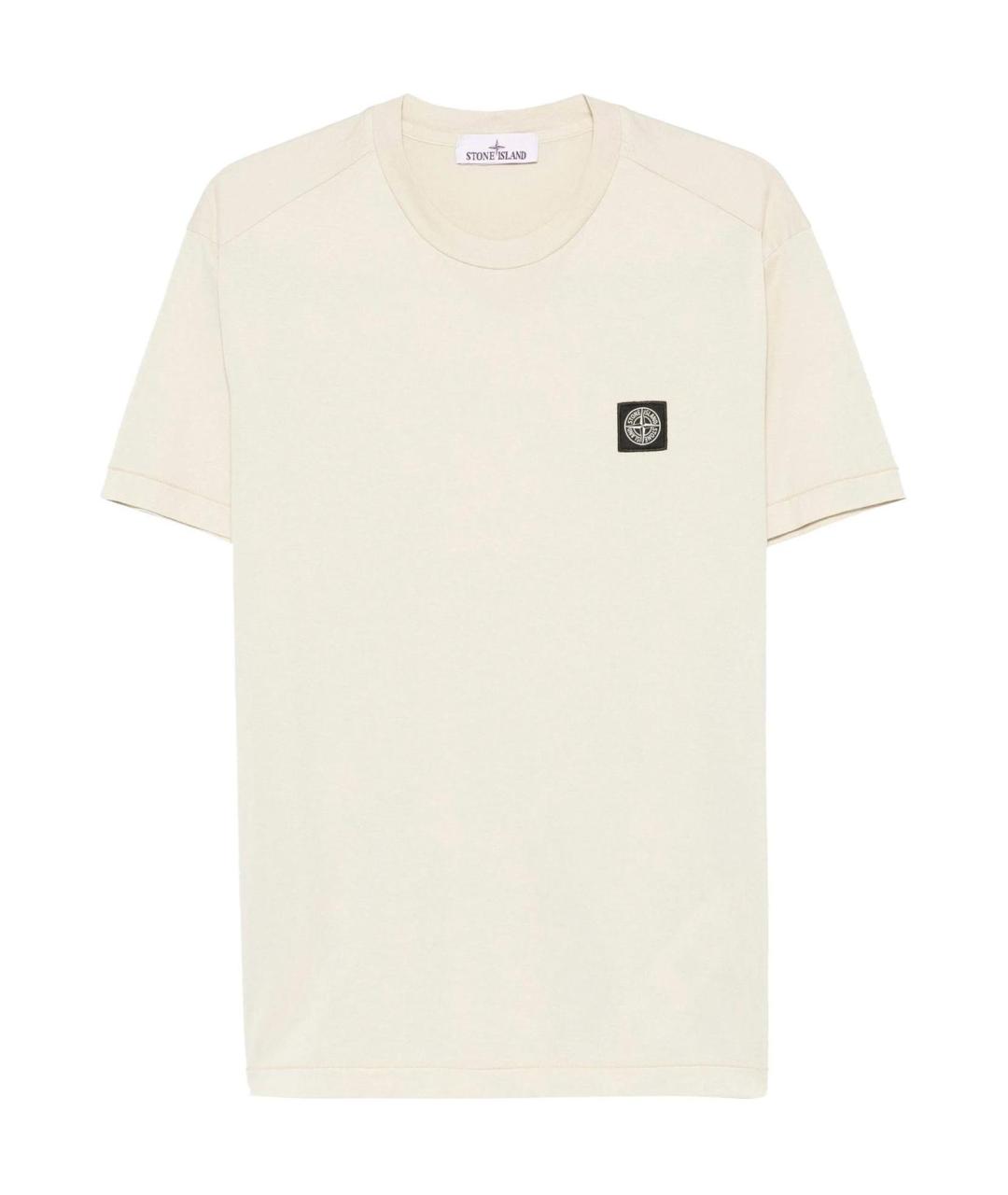 STONE ISLAND Бежевая хлопковая футболка, фото 1