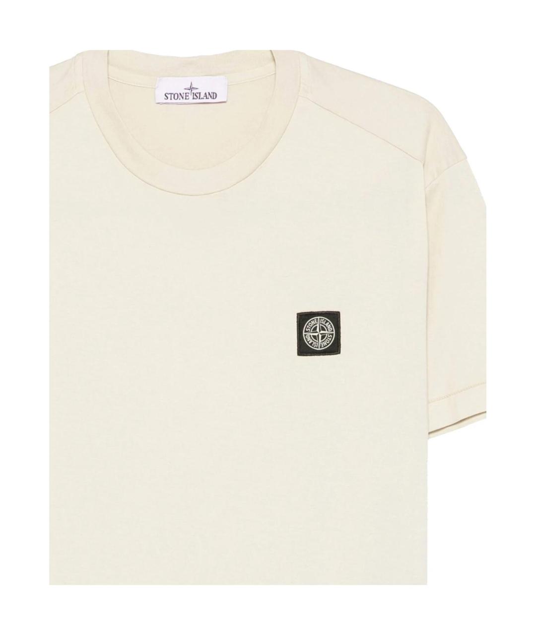 STONE ISLAND Бежевая хлопковая футболка, фото 2