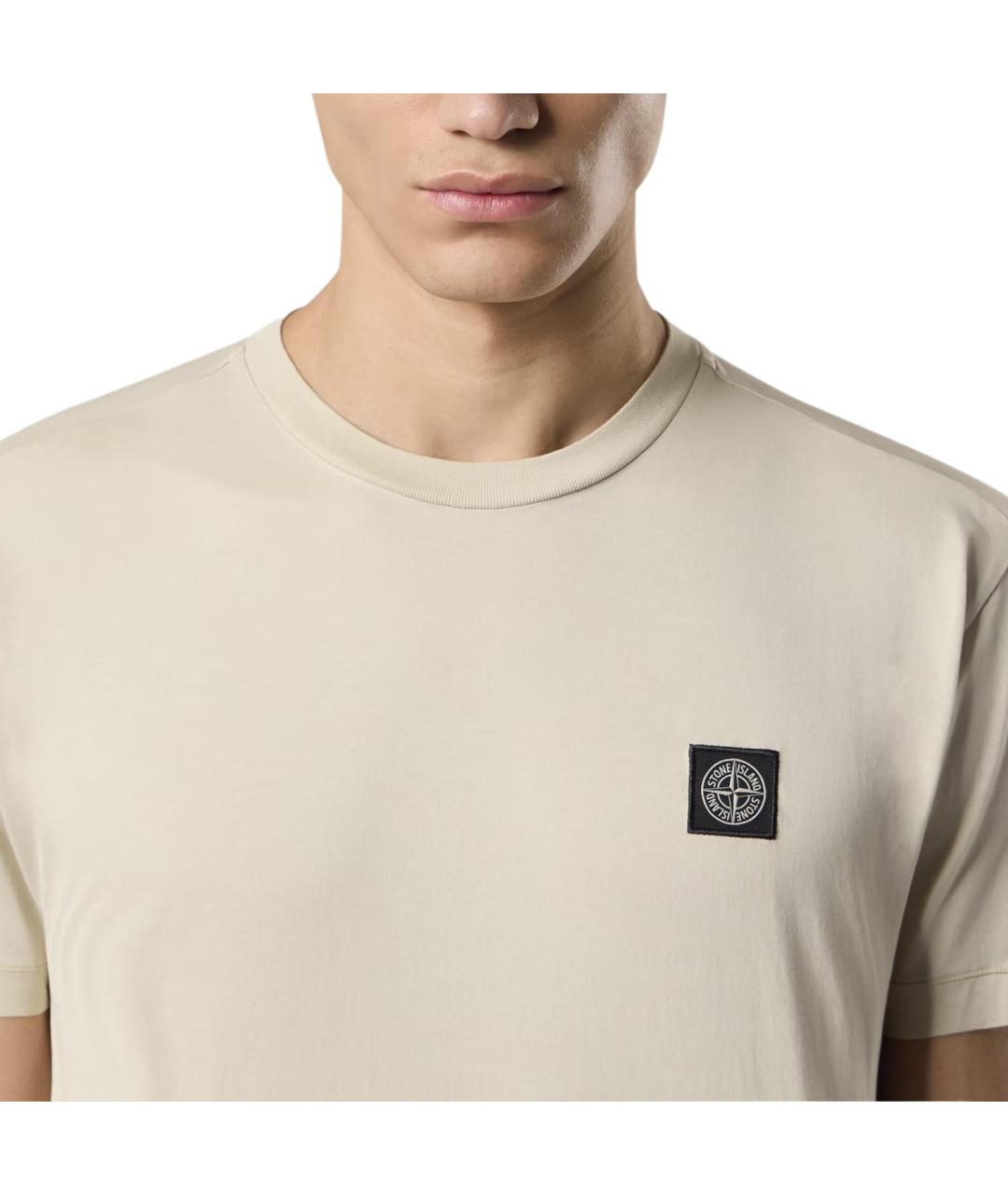 STONE ISLAND Бежевая хлопковая футболка, фото 5