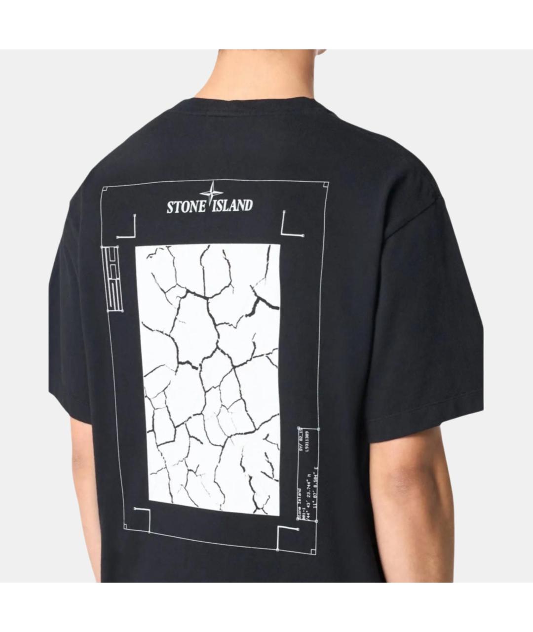 STONE ISLAND Черная хлопковая футболка, фото 4