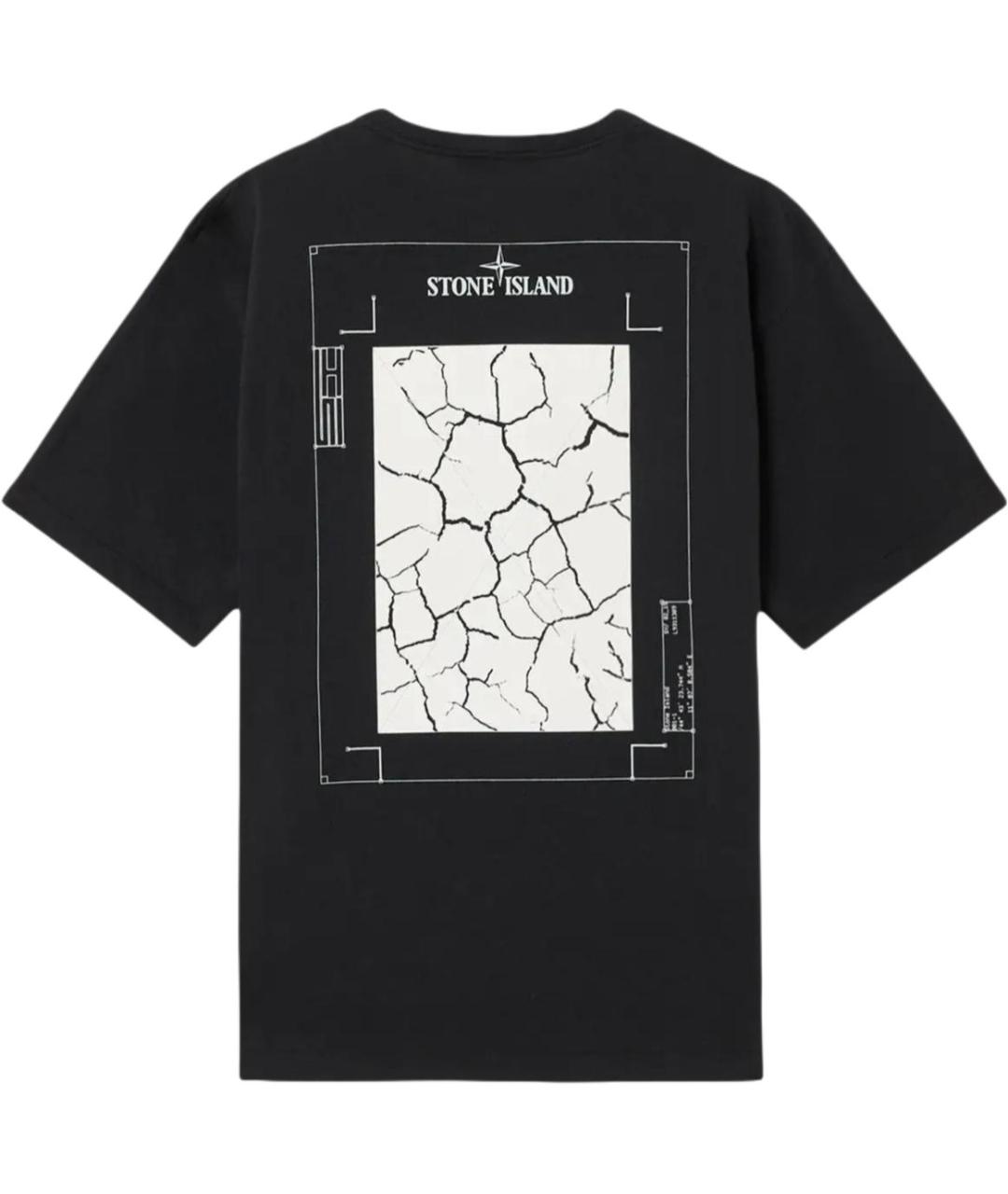STONE ISLAND Черная хлопковая футболка, фото 2