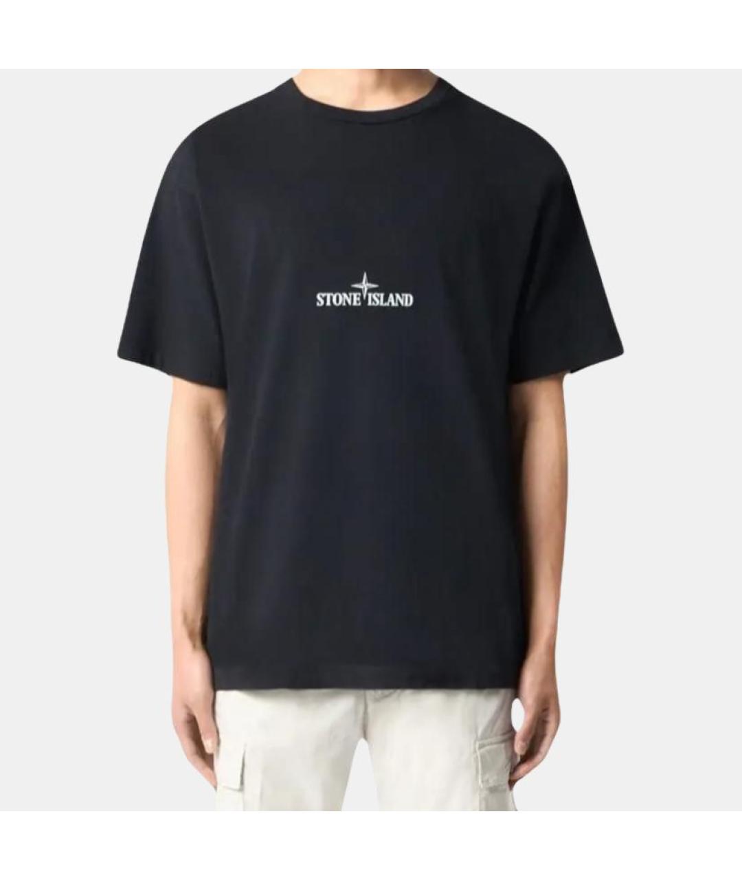 STONE ISLAND Черная хлопковая футболка, фото 5