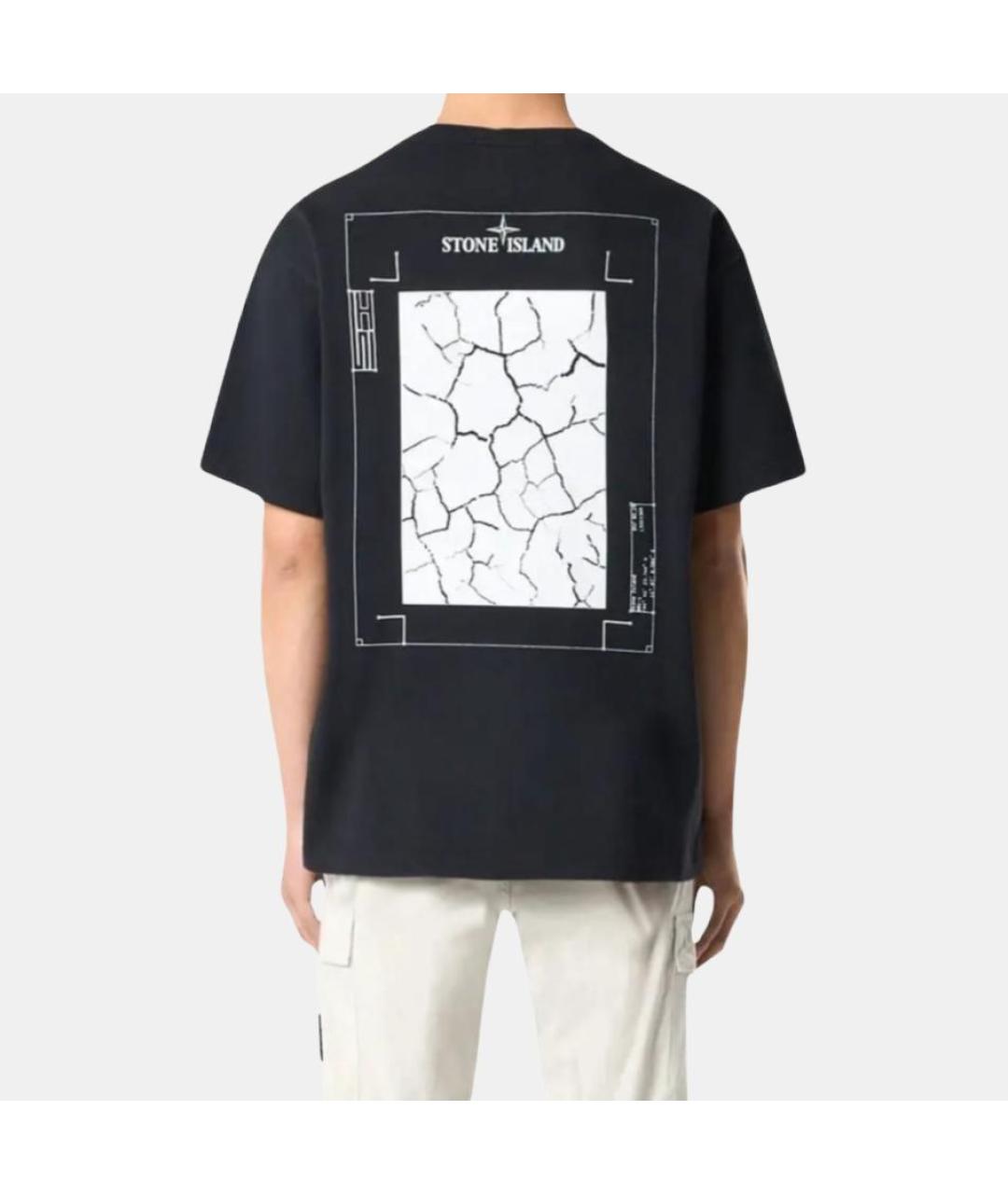 STONE ISLAND Черная хлопковая футболка, фото 3