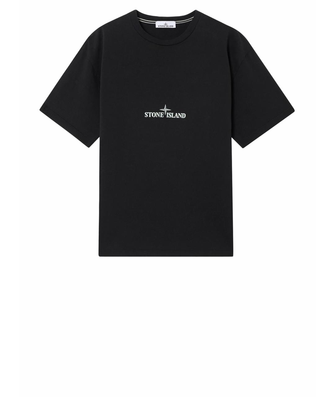 STONE ISLAND Черная хлопковая футболка, фото 1