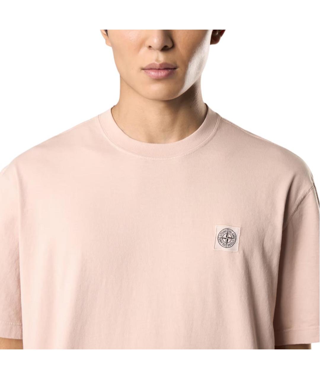 STONE ISLAND Розовая хлопковая футболка, фото 4