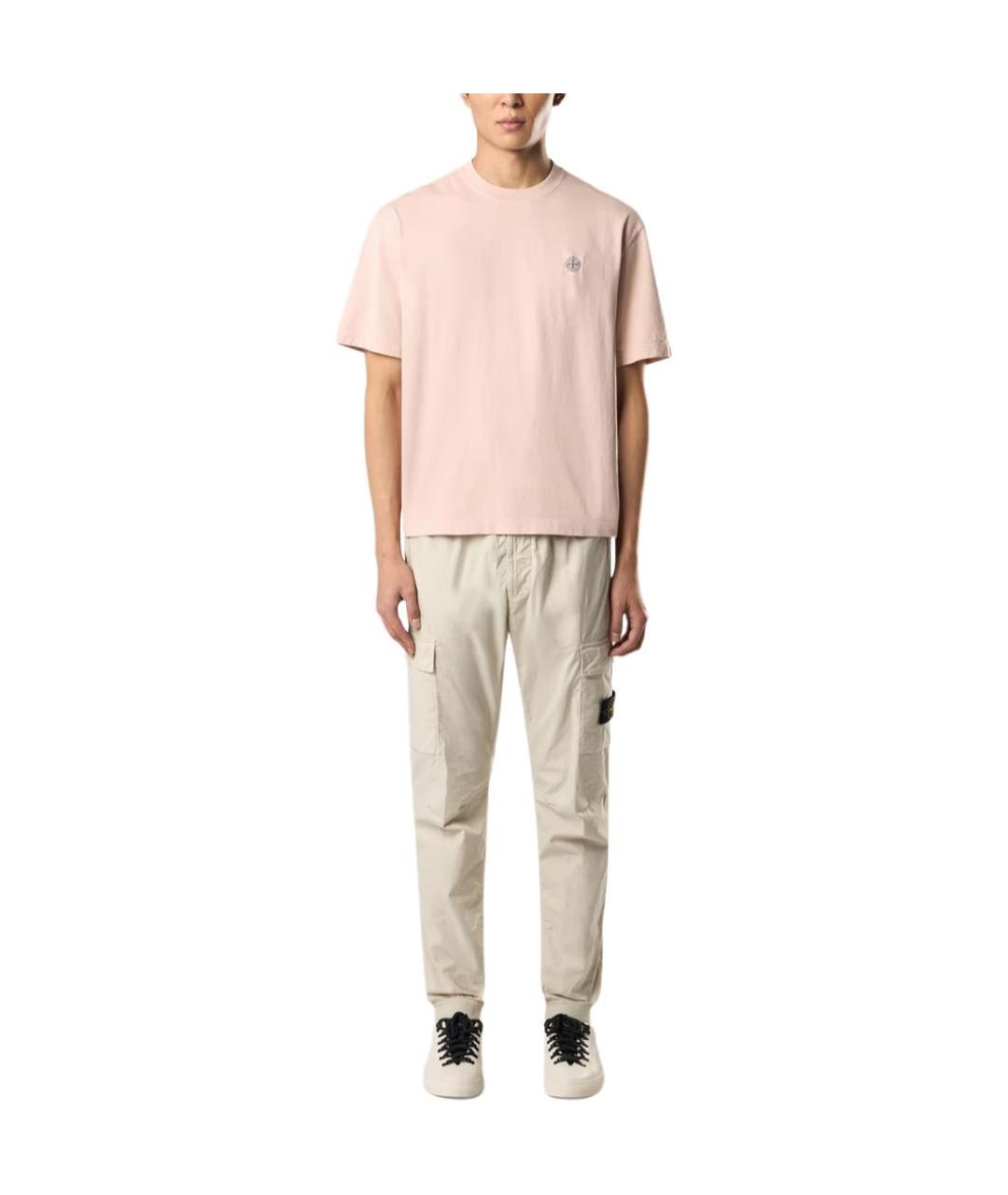 STONE ISLAND Розовая хлопковая футболка, фото 2