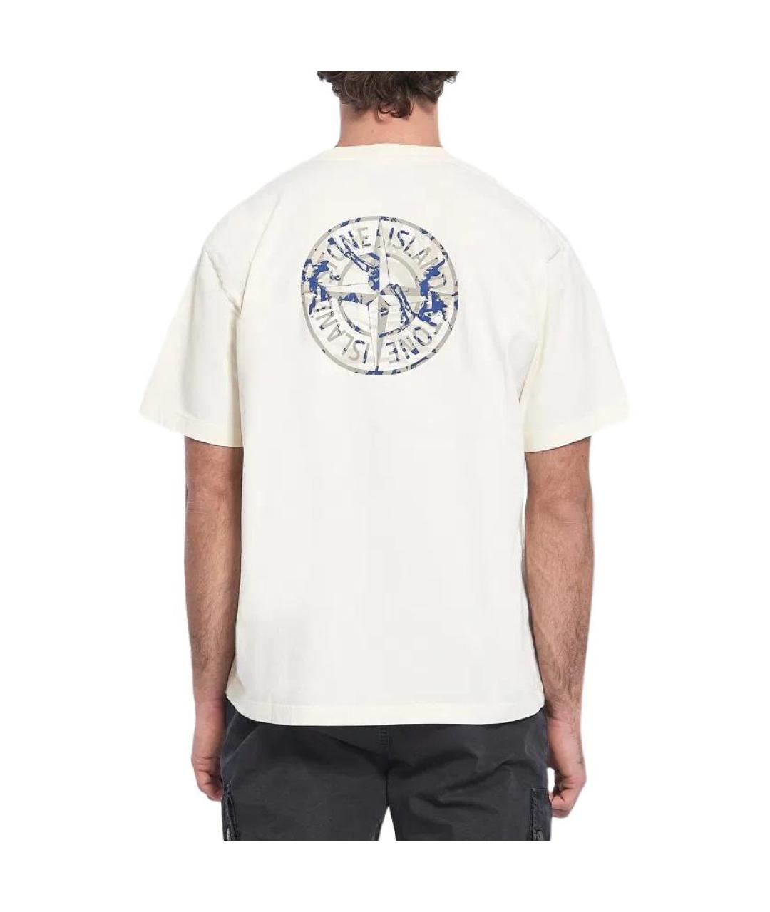 STONE ISLAND Белая хлопковая футболка, фото 3