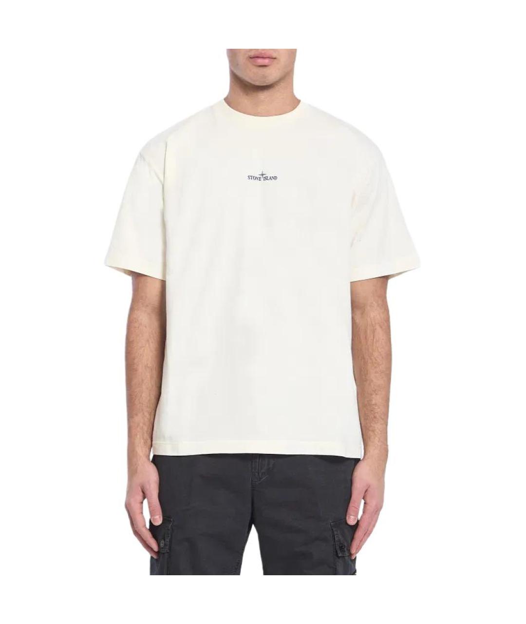 STONE ISLAND Белая хлопковая футболка, фото 2
