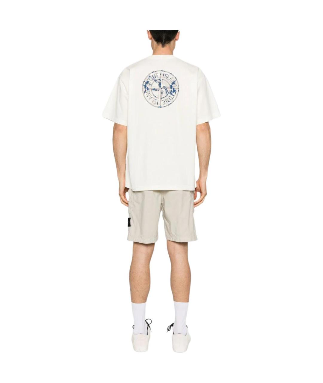 STONE ISLAND Белая хлопковая футболка, фото 5