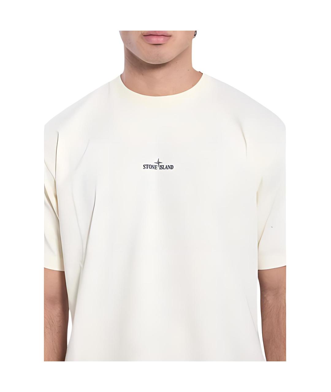 STONE ISLAND Белая хлопковая футболка, фото 4