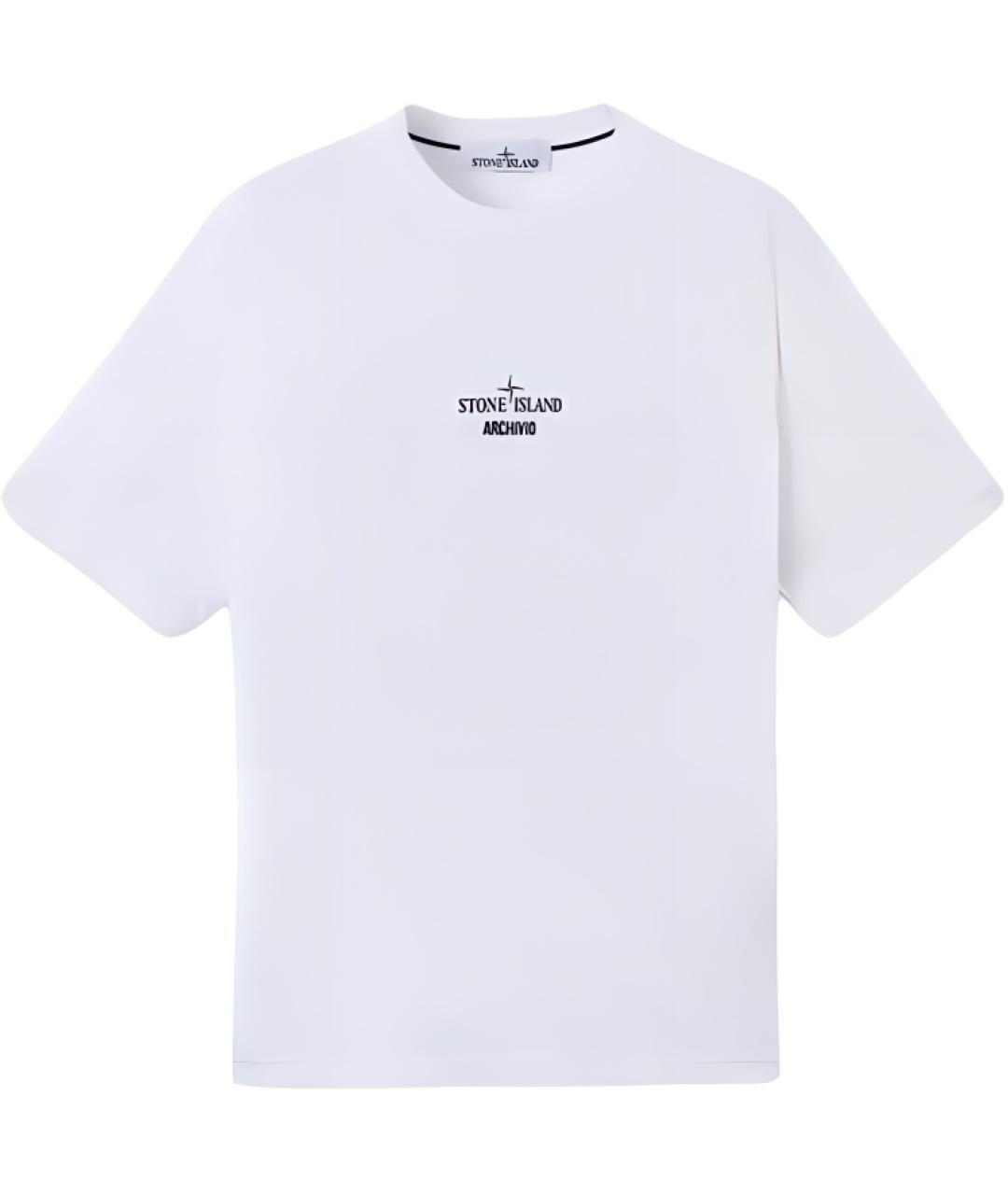STONE ISLAND Белая хлопковая футболка, фото 1