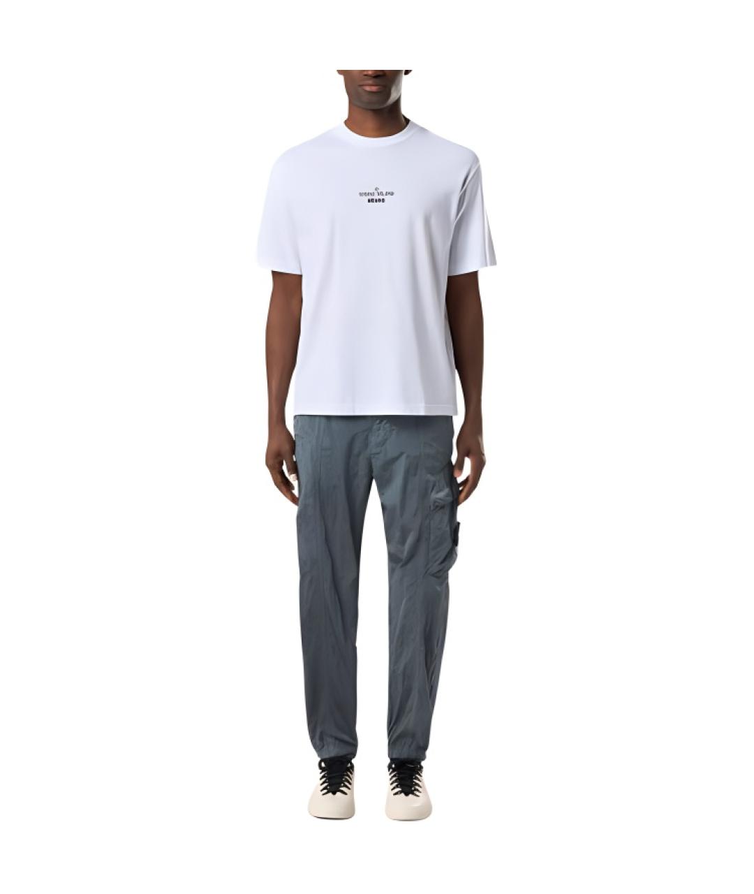 STONE ISLAND Белая хлопковая футболка, фото 4