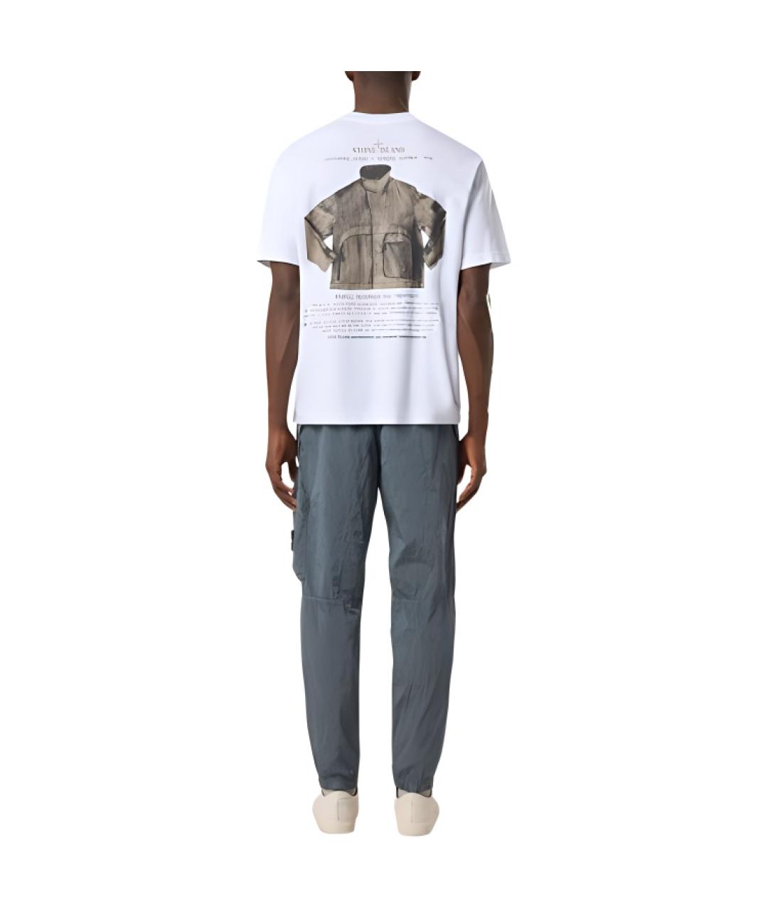 STONE ISLAND Белая хлопковая футболка, фото 3
