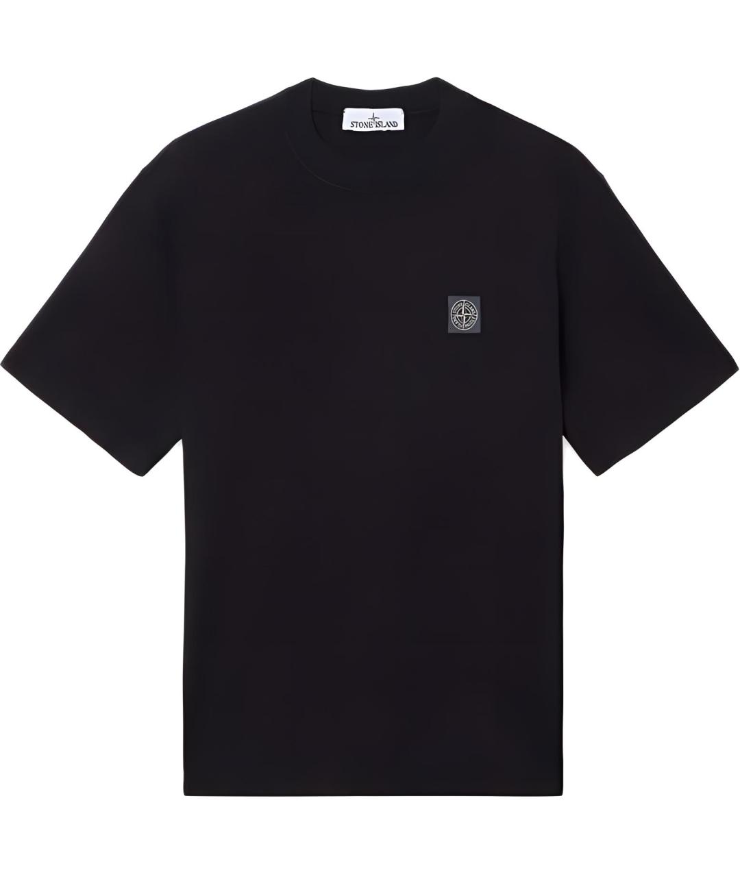 STONE ISLAND Черная хлопковая футболка, фото 1