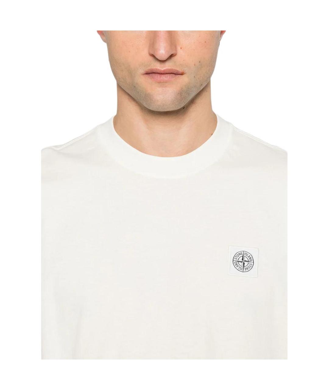 STONE ISLAND Бежевая хлопковая футболка, фото 5