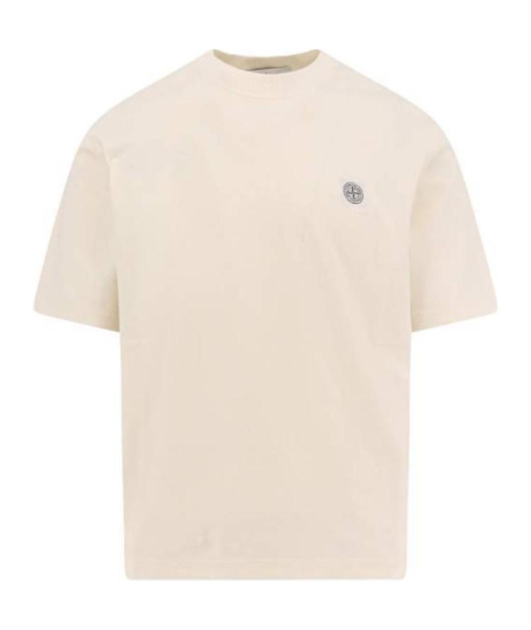 STONE ISLAND Бежевая хлопковая футболка, фото 1
