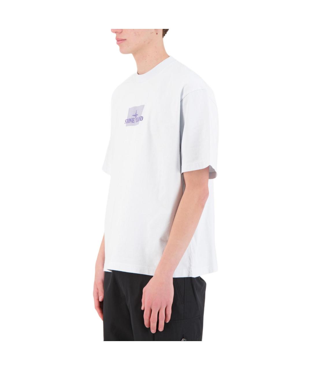 STONE ISLAND Белая хлопковая футболка, фото 4