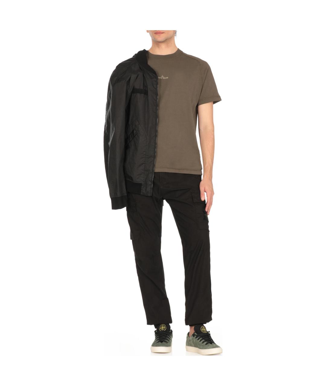 STONE ISLAND Хаки хлопковая футболка, фото 2