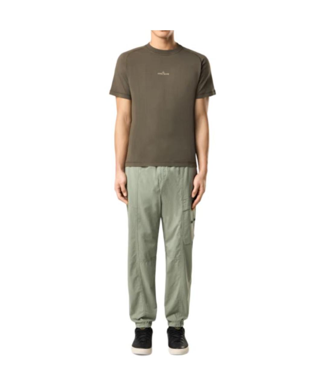 STONE ISLAND Хаки хлопковая футболка, фото 5