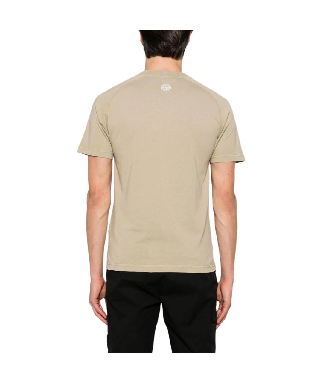 STONE ISLAND Бежевая хлопковая футболка, фото 4