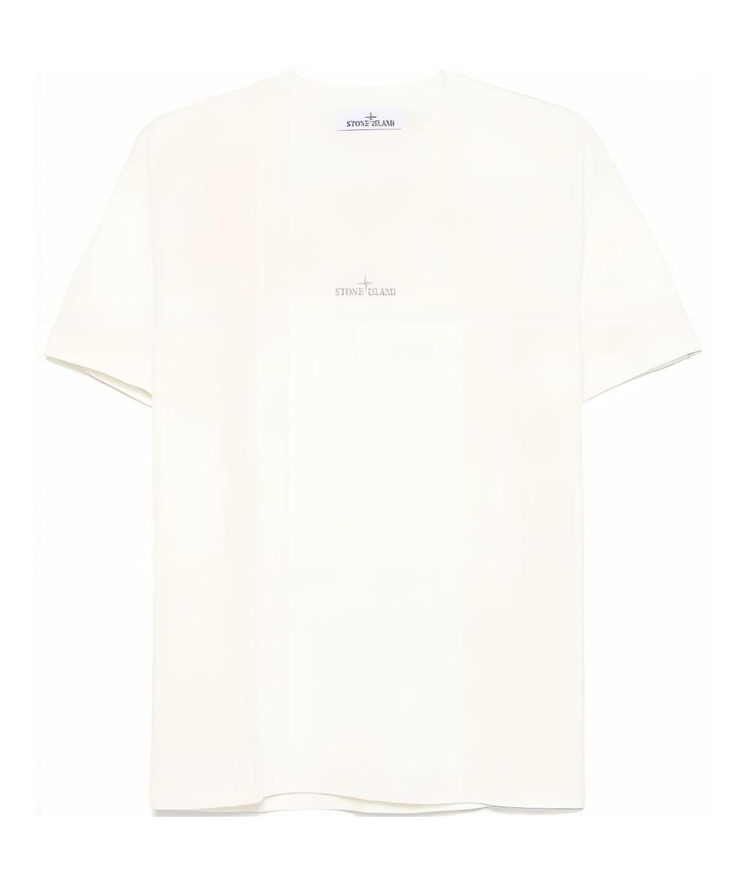 STONE ISLAND Белая хлопковая футболка, фото 4