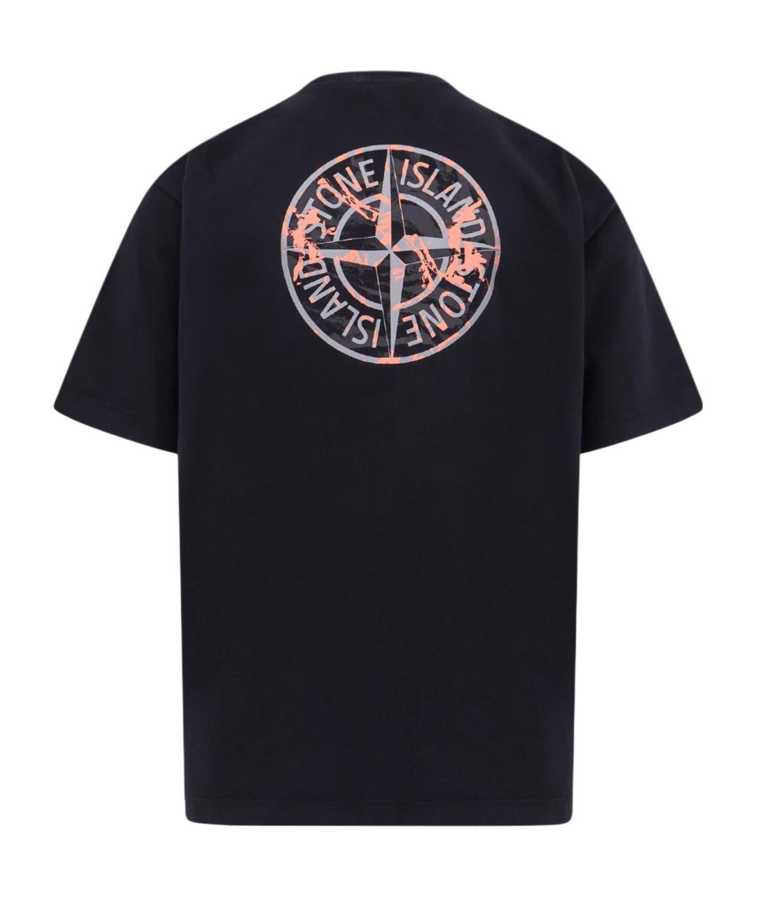 STONE ISLAND Черная хлопковая футболка, фото 2