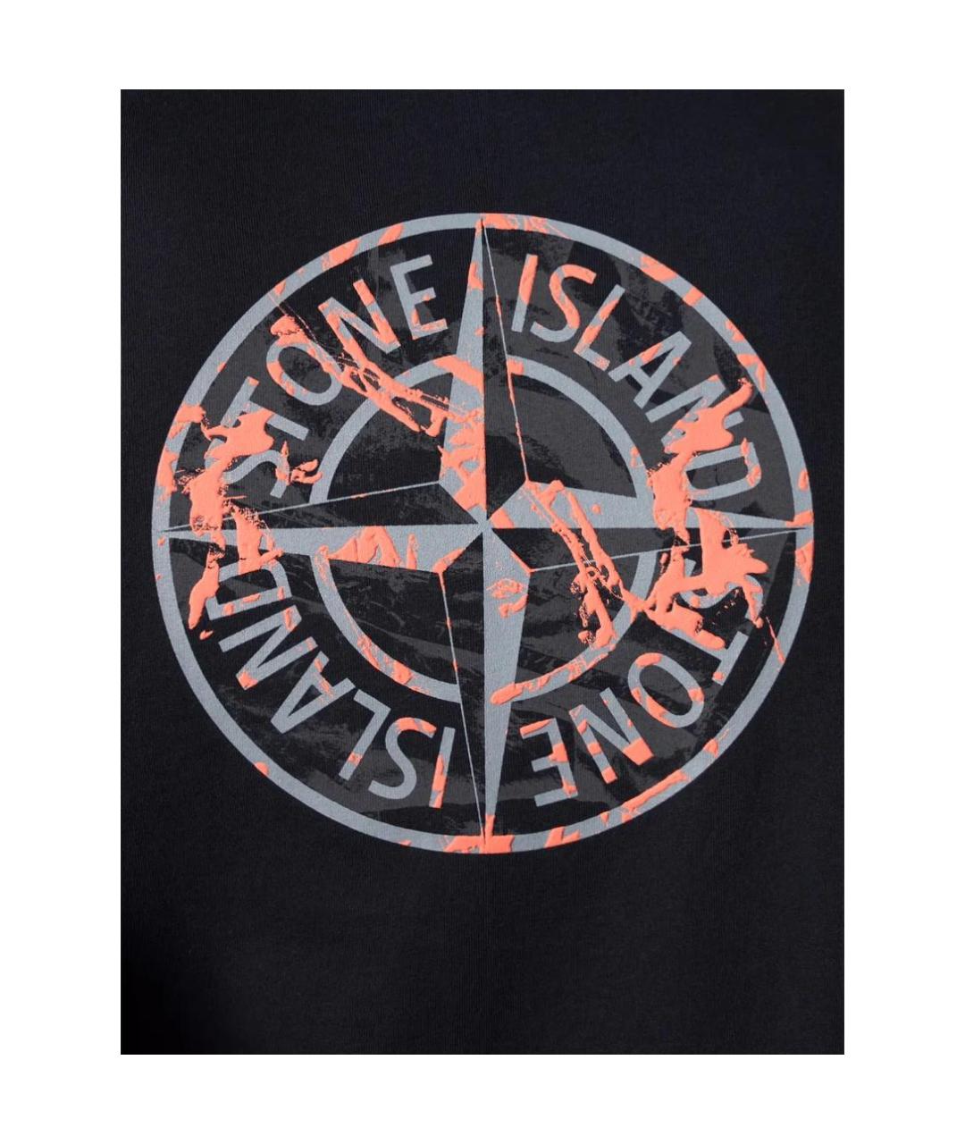 STONE ISLAND Черная хлопковая футболка, фото 7